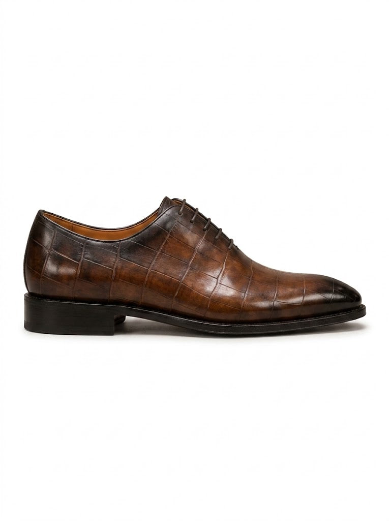 Richelieu Homme En Cuir -  Croco Alligator