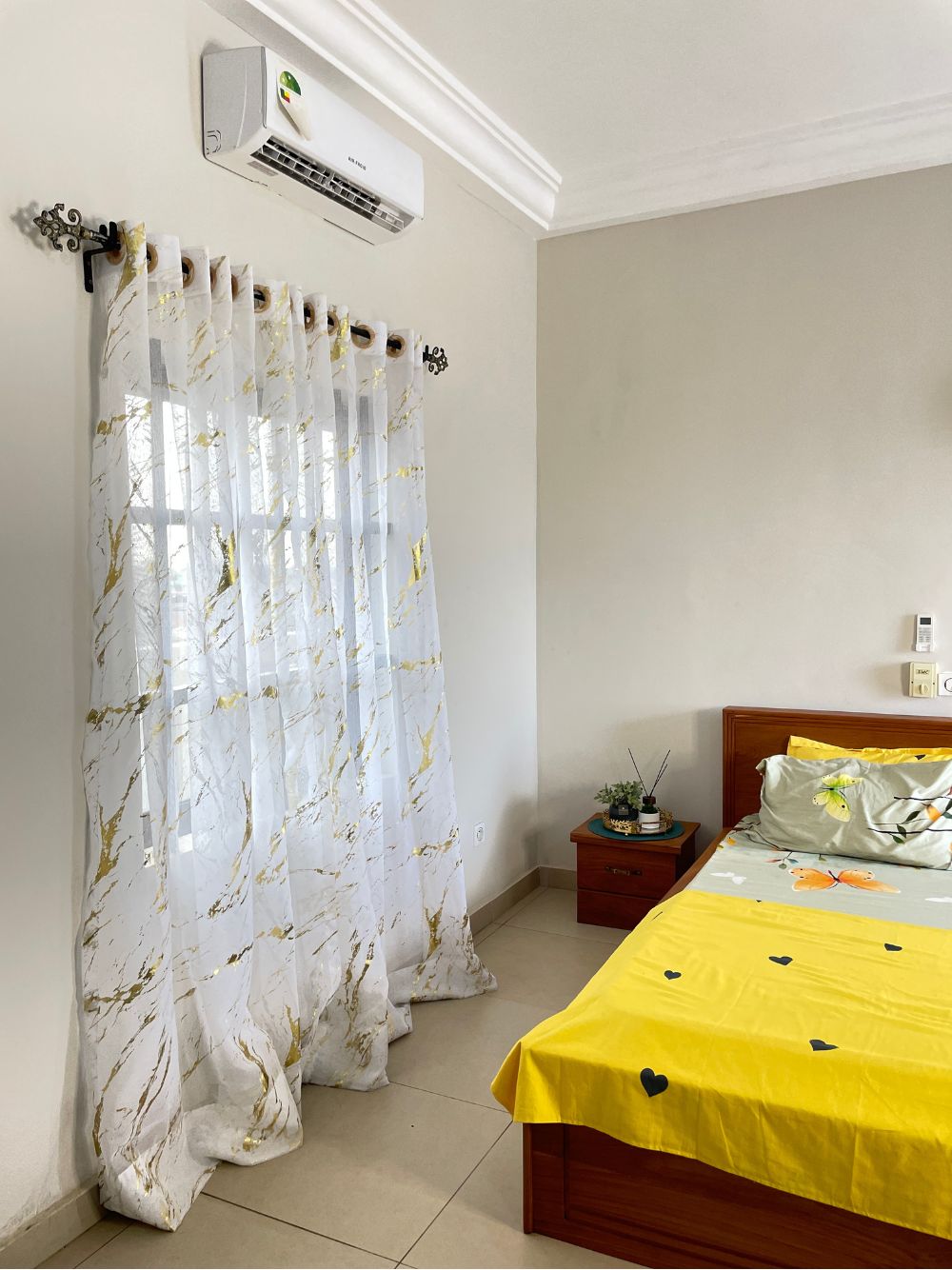 Rideau Voilage Effet Marbré Doré