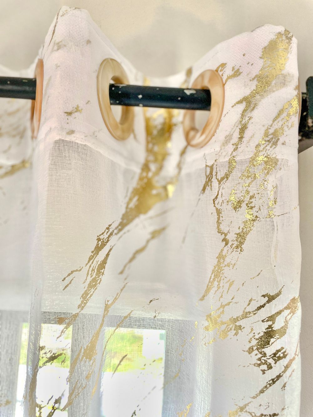 Rideau Voilage Effet Marbré Doré