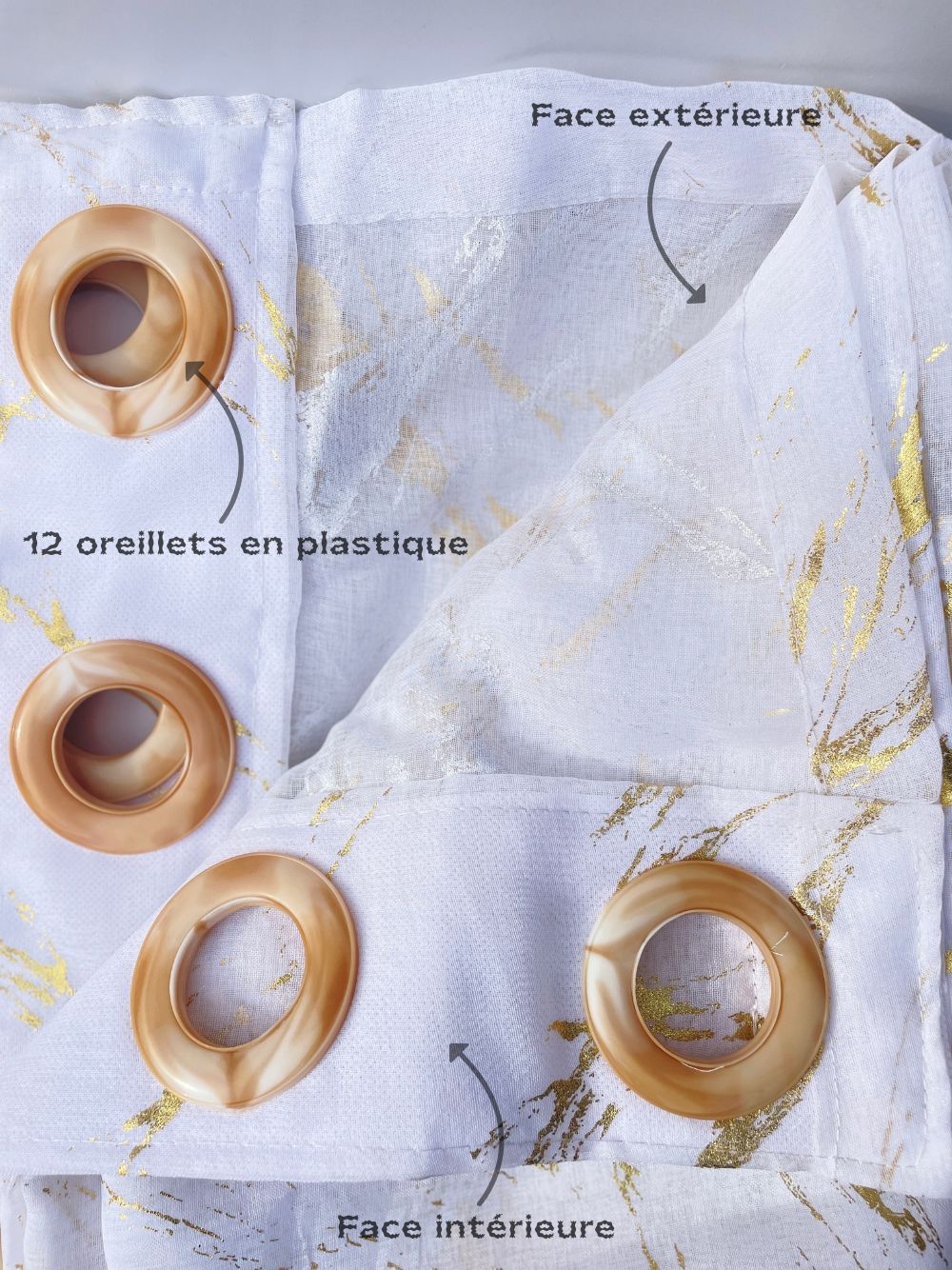 Rideau Voilage Effet Marbré Doré