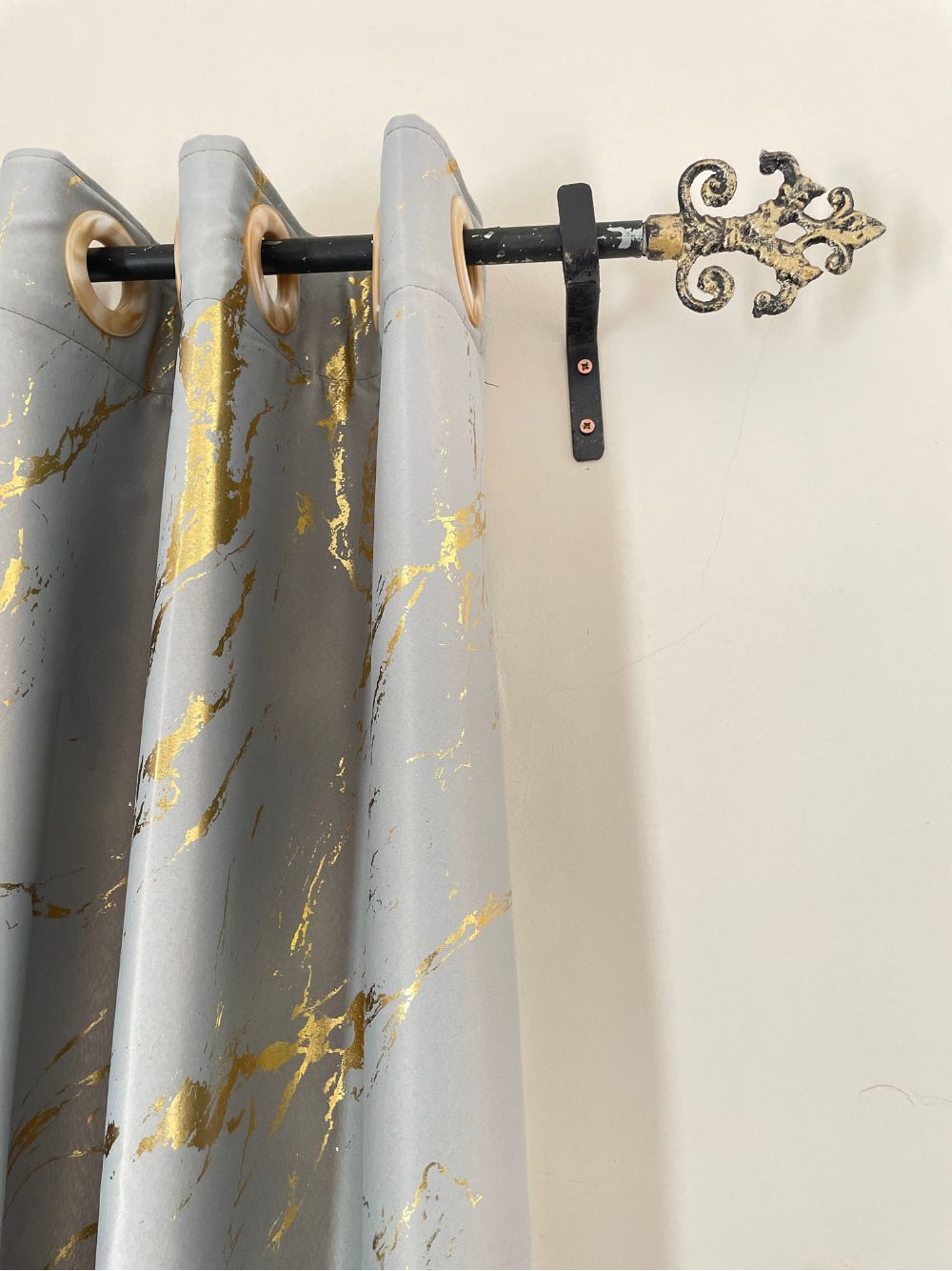 Rideau Gris Effet Marbré Doré