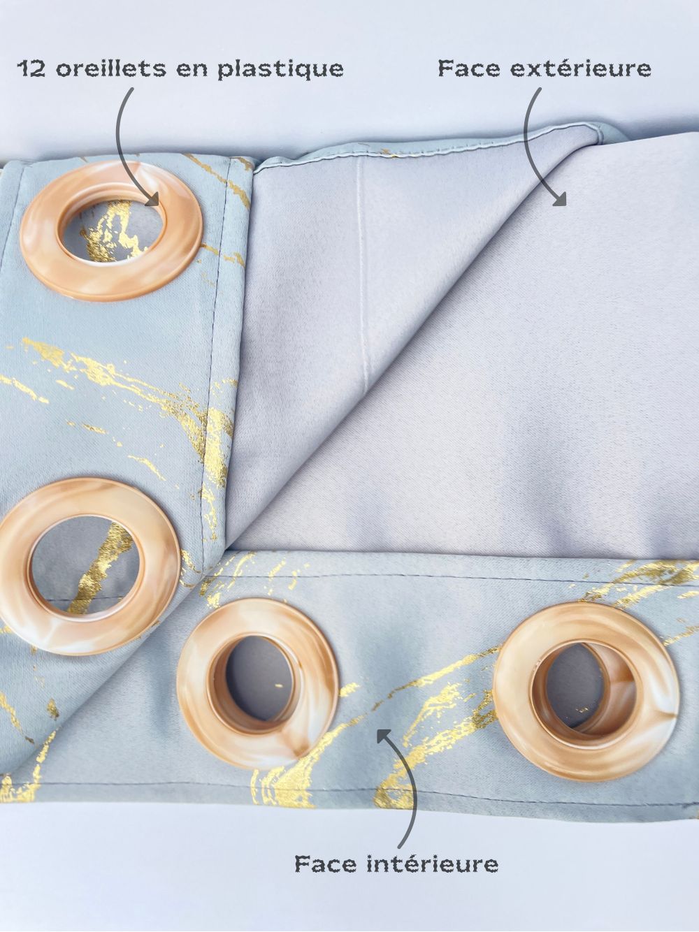 Rideau Gris Effet Marbré Doré