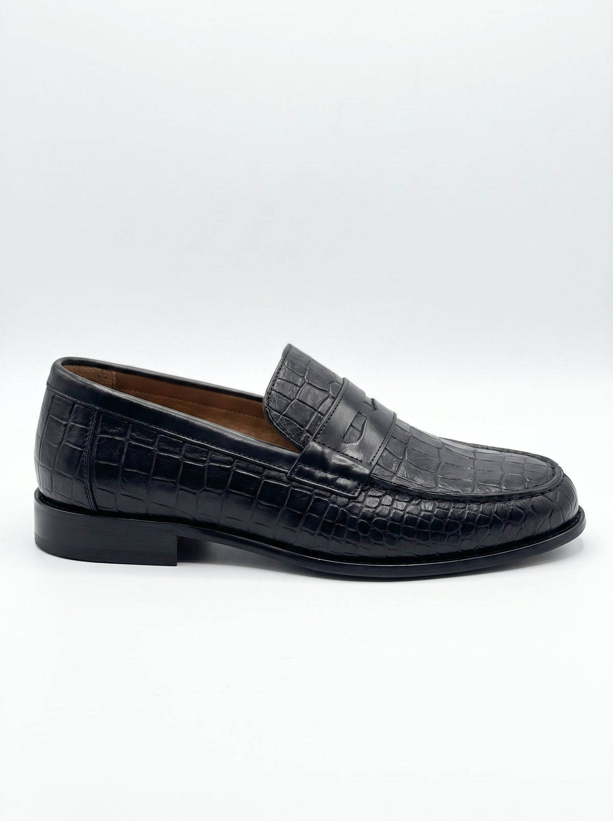 Mocassin Noir Croco - Leader