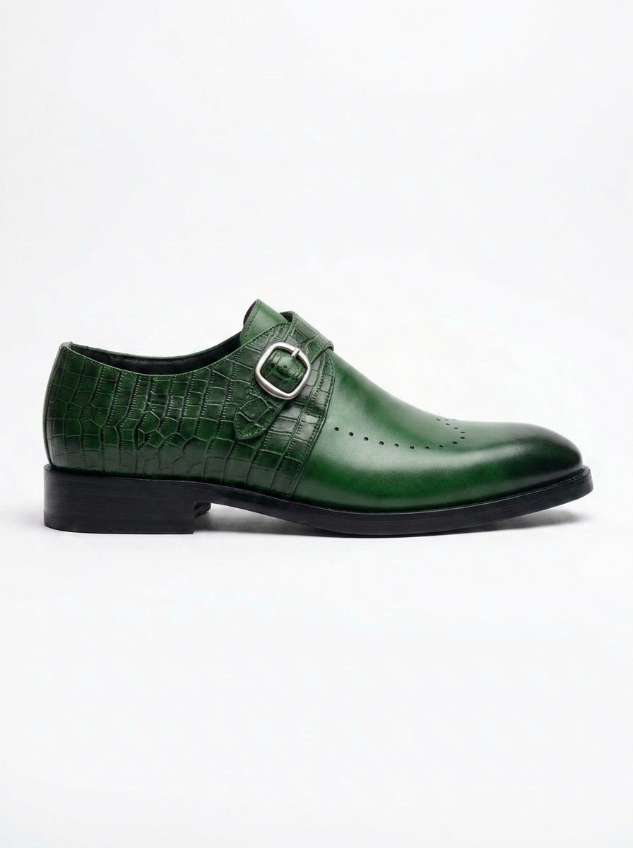Monk Strap Vert Croco - Exclusif