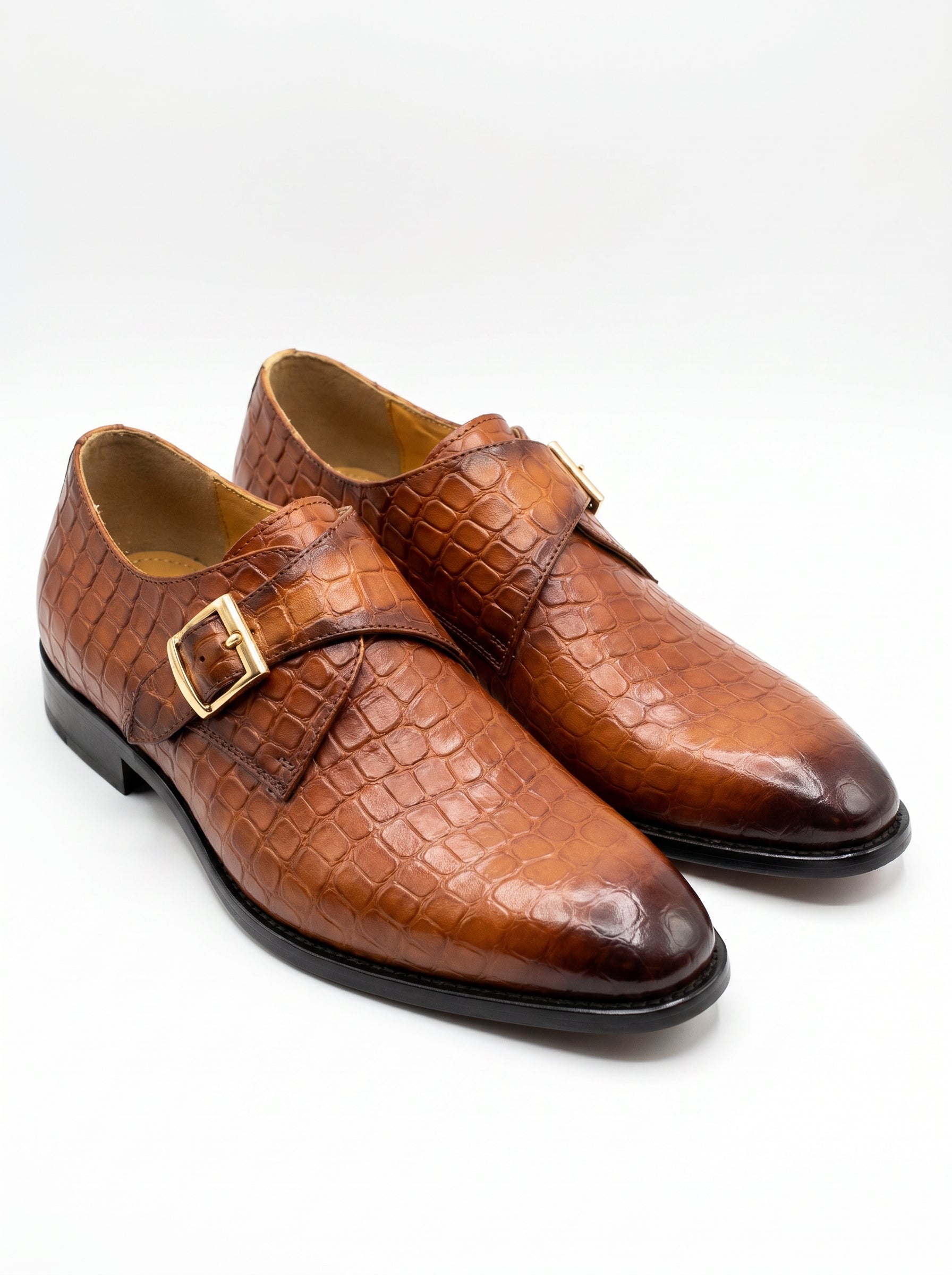 Monk Strap Marron Croco - Excellence