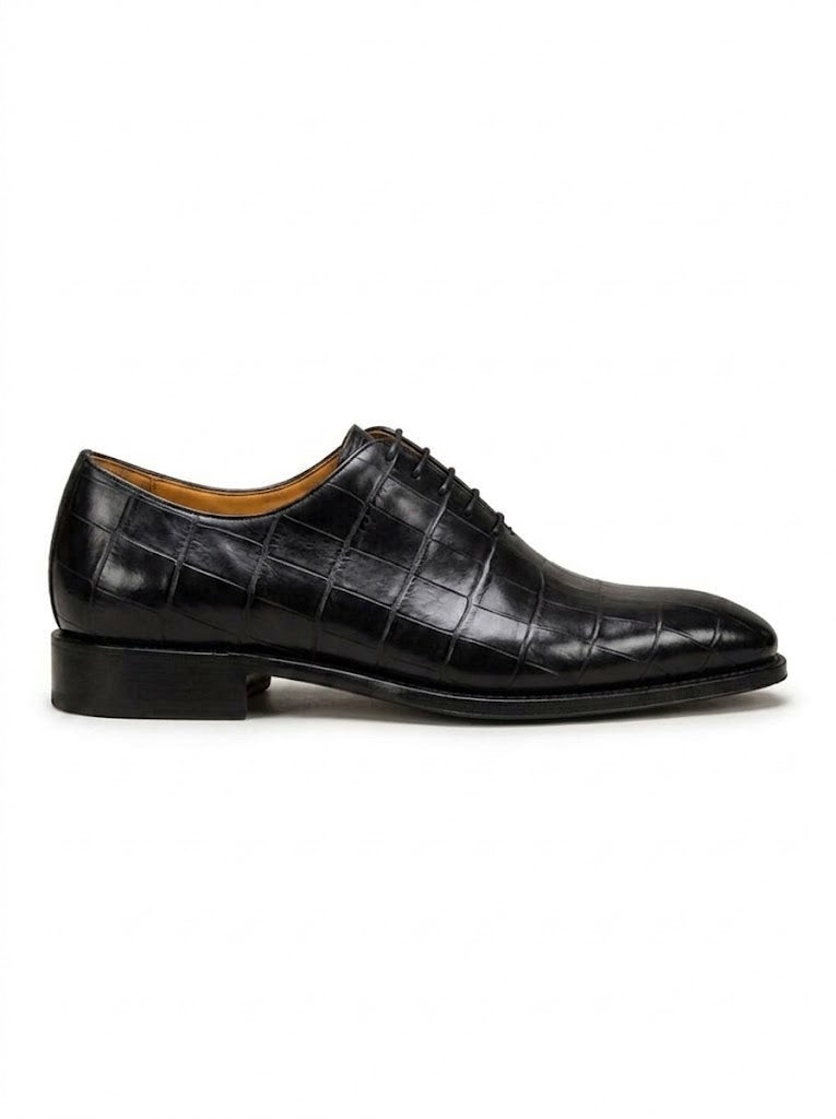 Richelieu Homme En Cuir -  Croco Havane