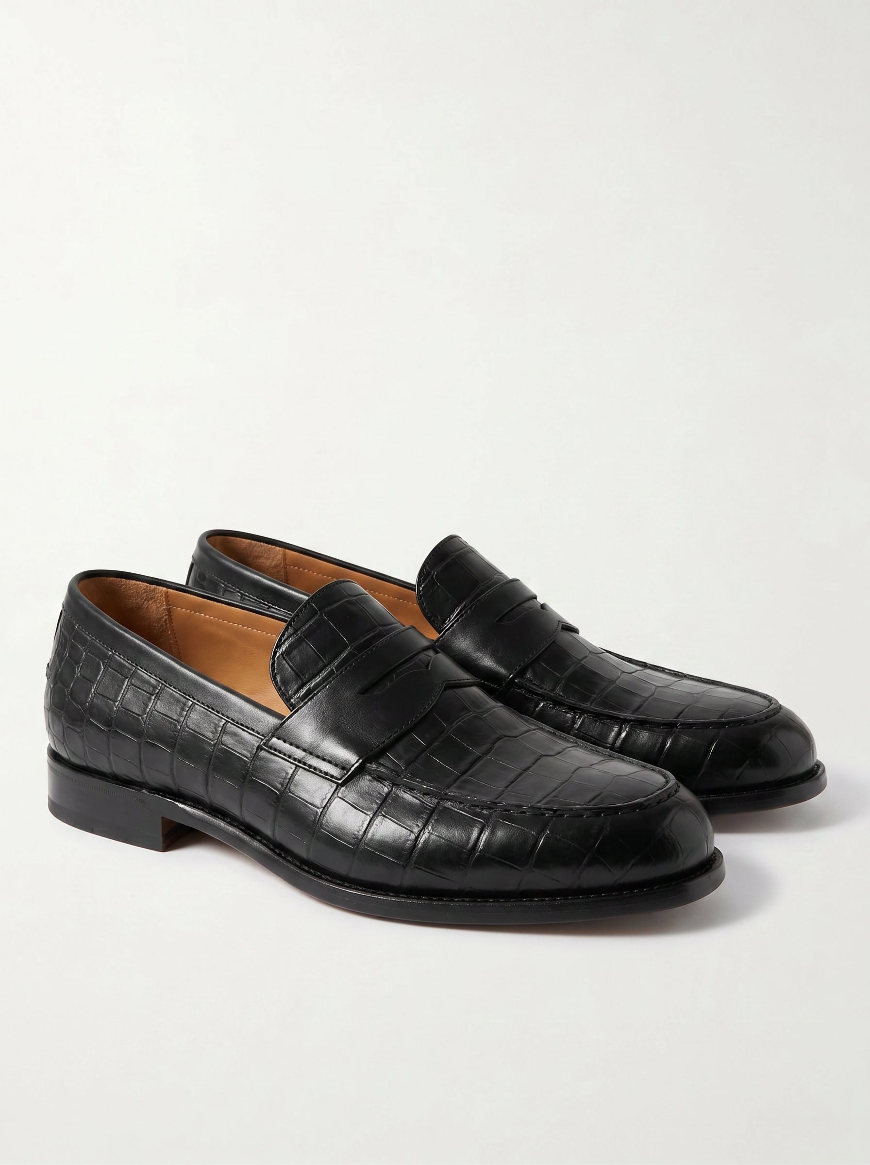 Mocassin Noir Croco - Leader