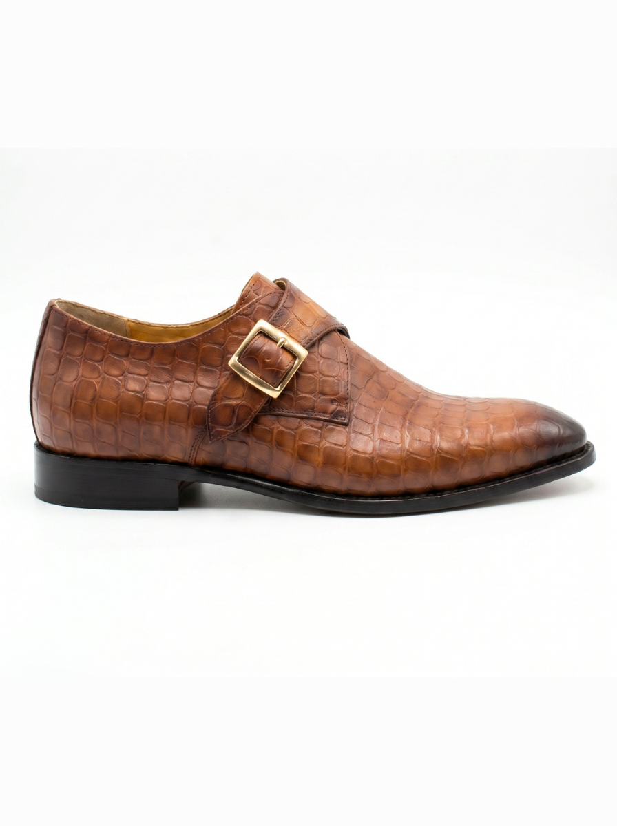 Monk Strap Marron Croco - Excellence