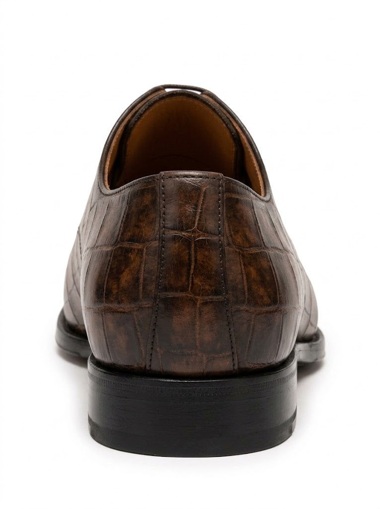 Richelieu Homme En Cuir -  Croco Alligator