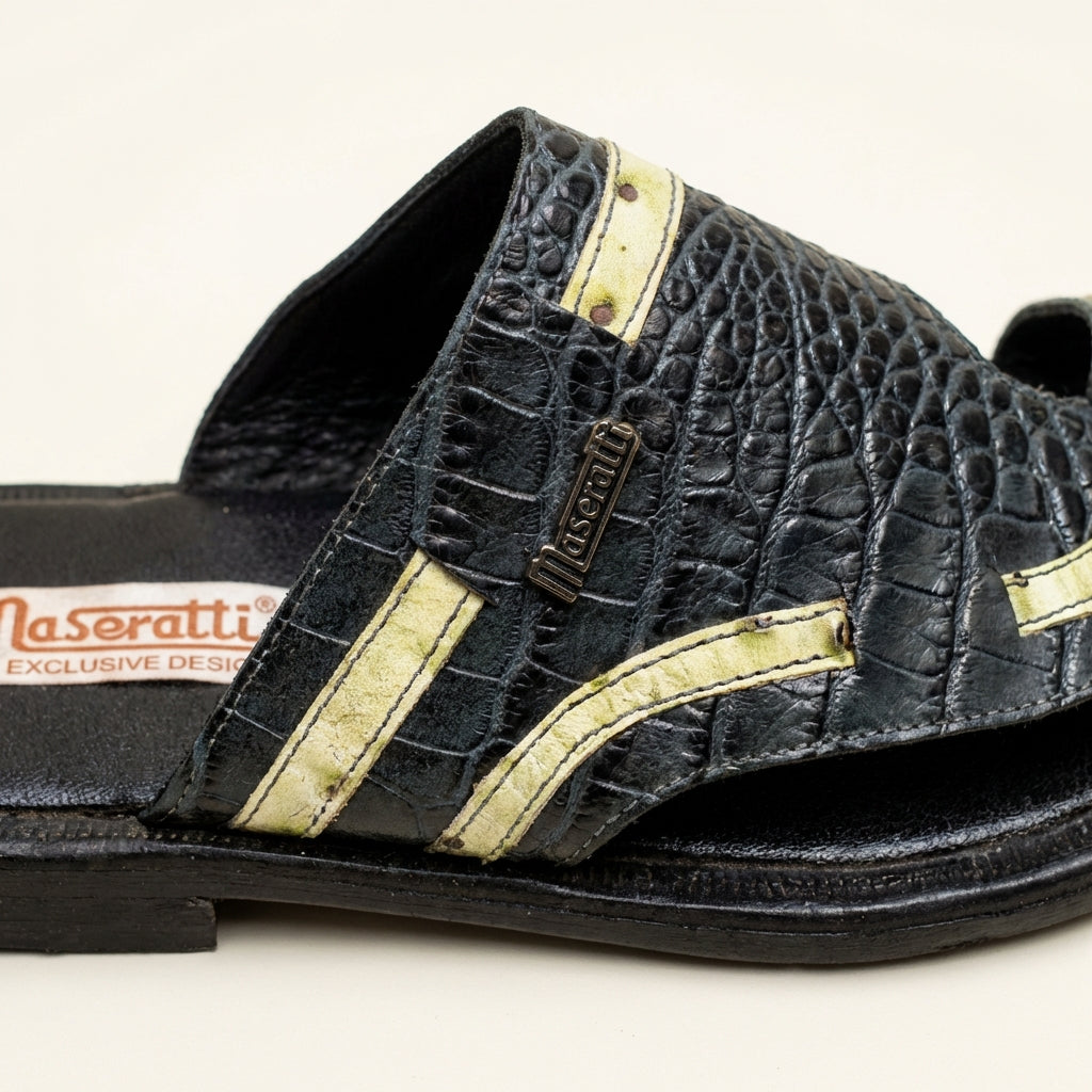 Sandale En cuir - Croco vert