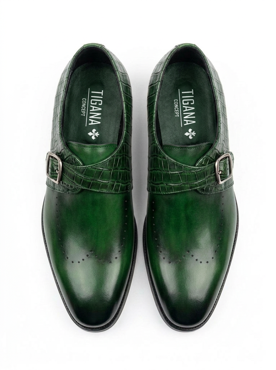 Monk Strap Vert Croco - Exclusif