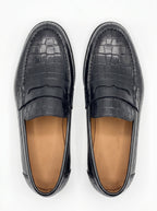 Mocassin Noir Croco - Leader