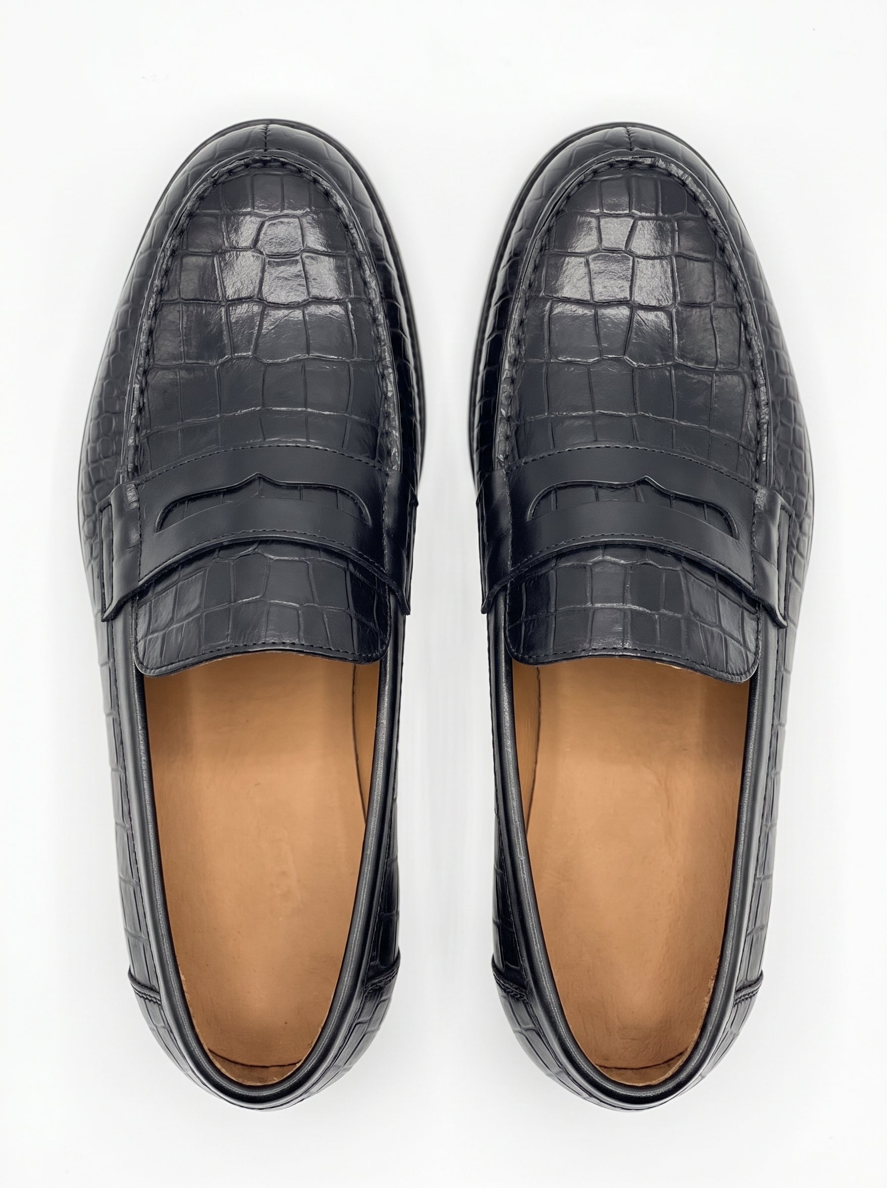Mocassin Noir Croco - Leader