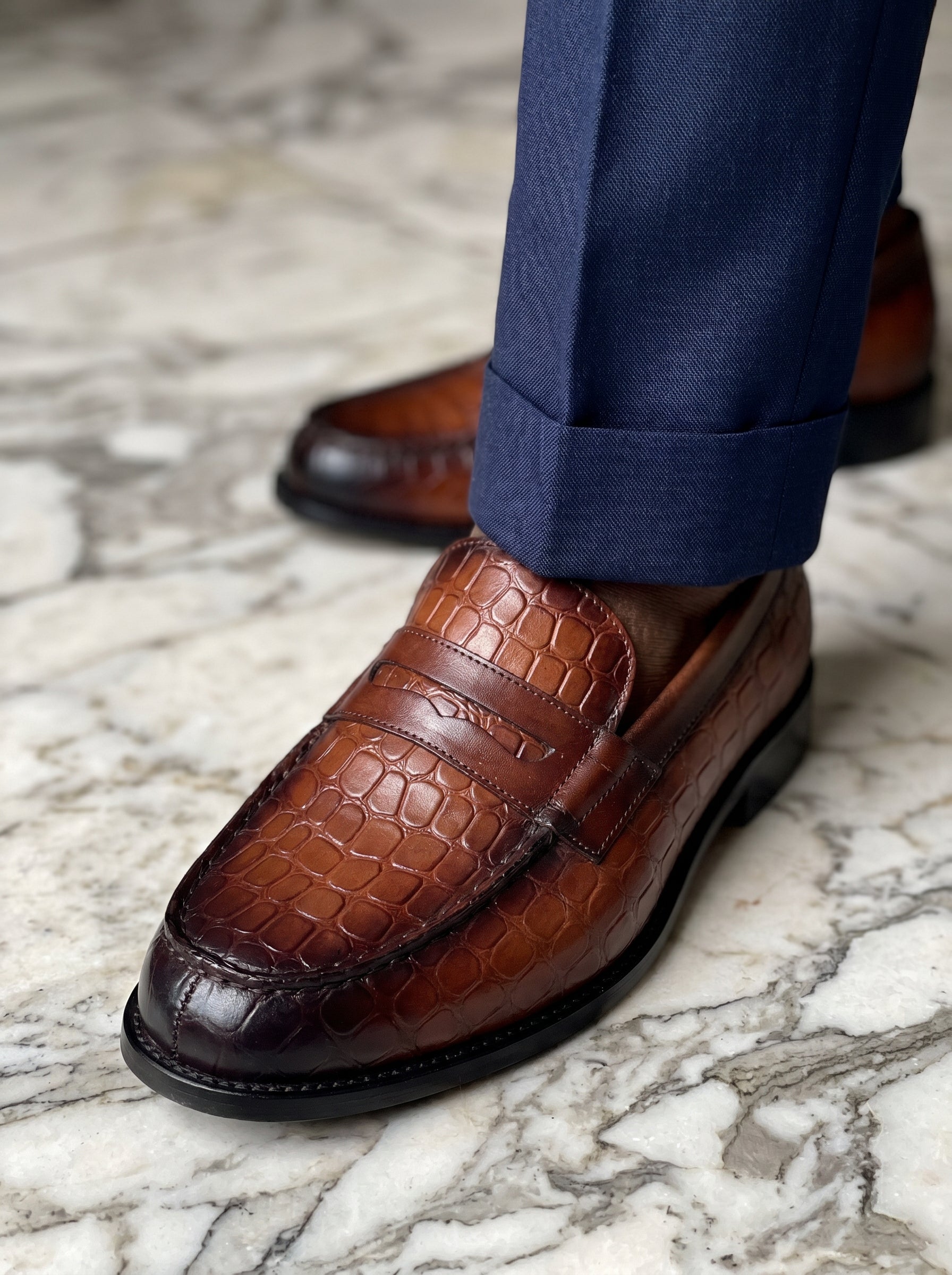 Mocassin Marron Croco - Ambition