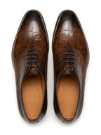 Richelieu Homme En Cuir -  Croco Alligator