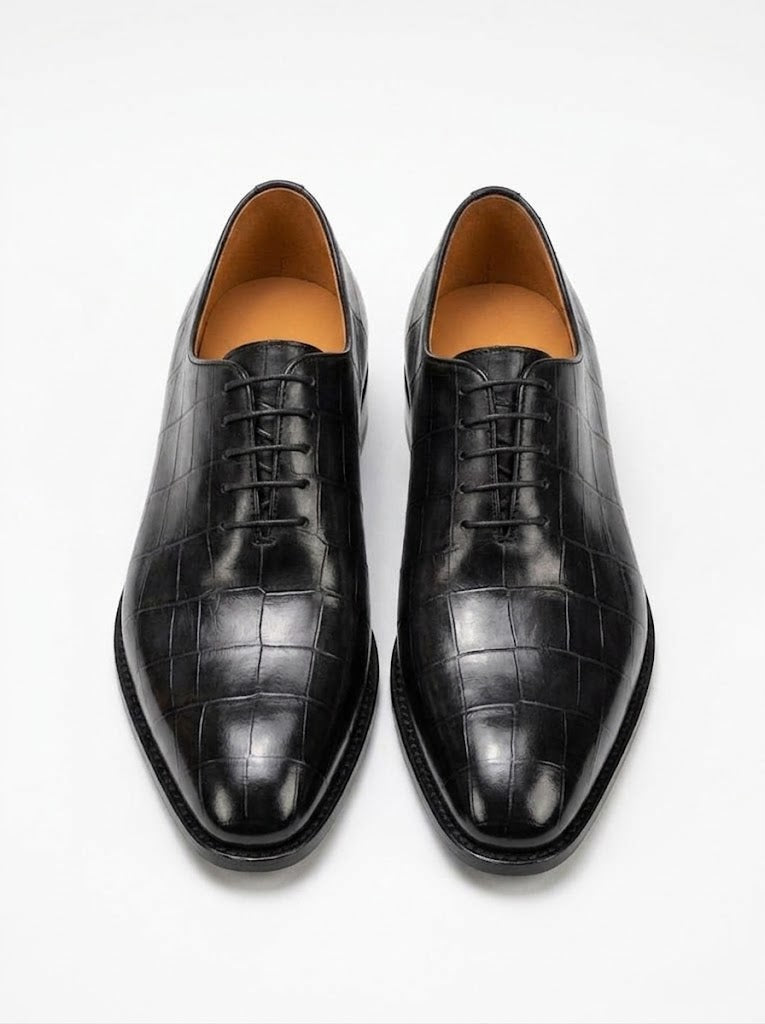 Richelieu Homme En Cuir -  Croco Havane