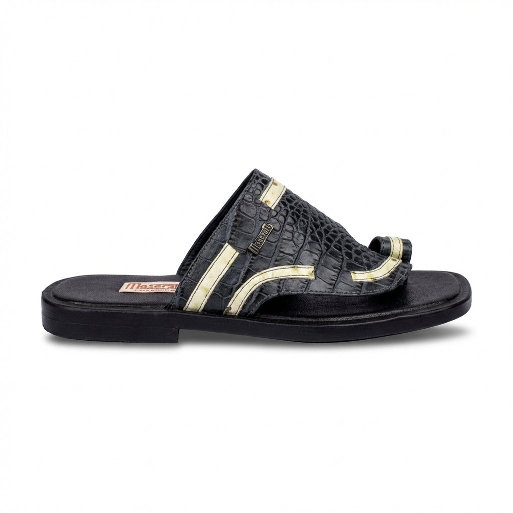 Sandale En cuir - Croco vert