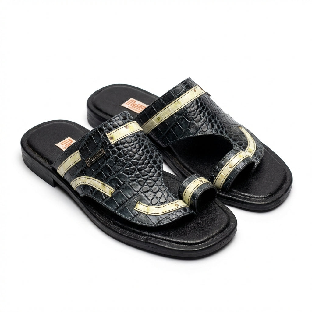 Sandale En cuir - Croco vert