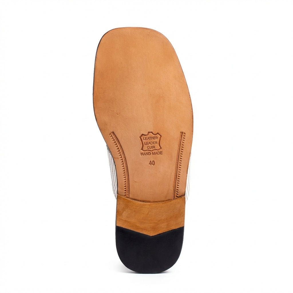 Sandale En cuir - Croco blanc