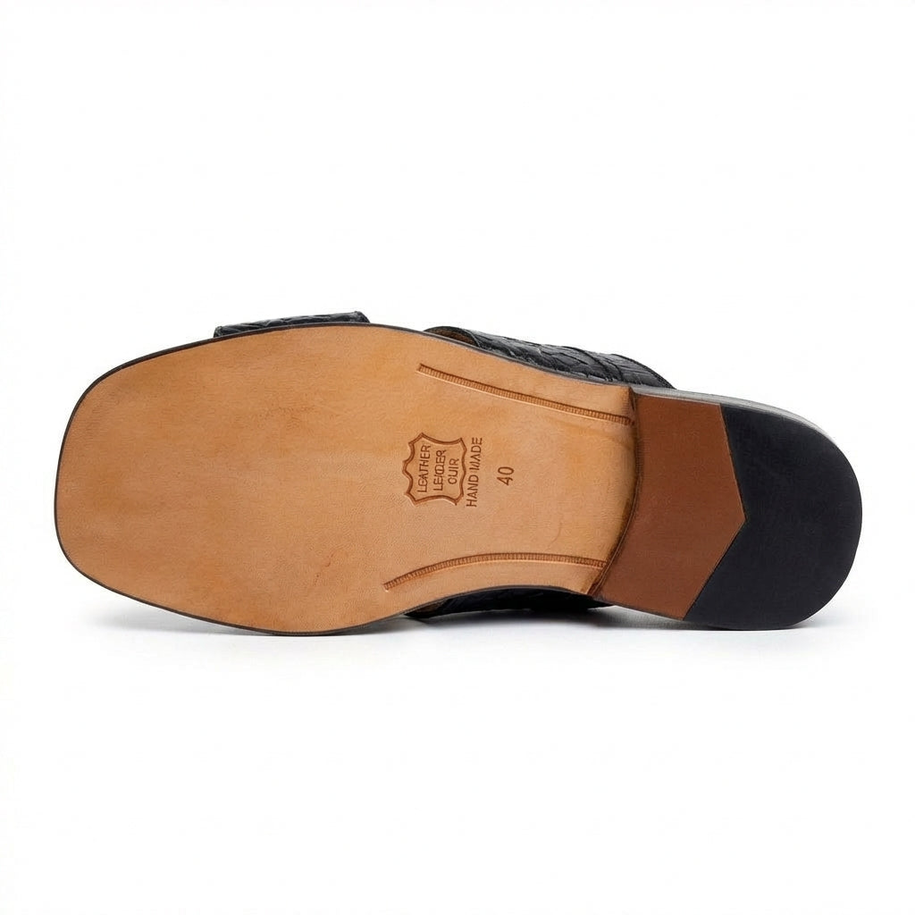 Sandale En Cuir - Croco marron