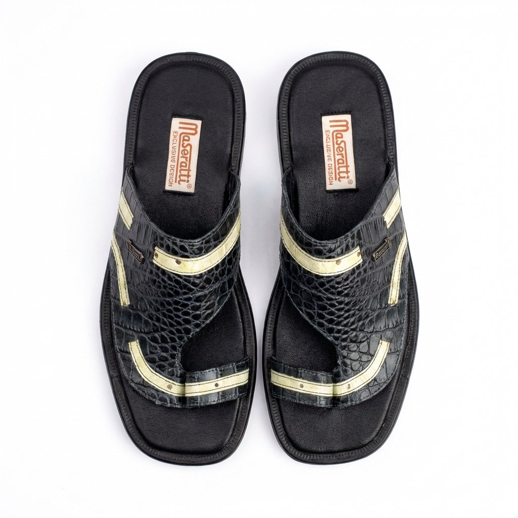Sandale En cuir - Croco vert