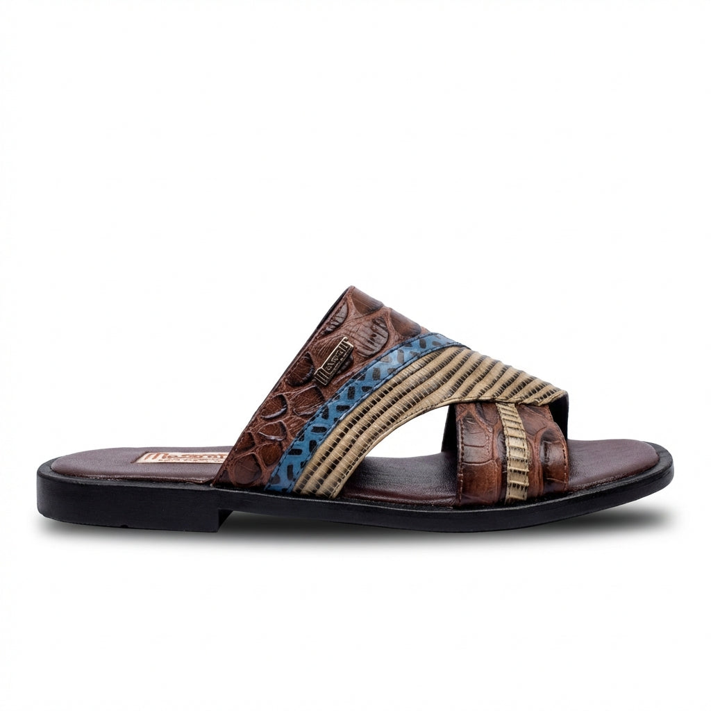 Sandale En Cuir - Croco marron