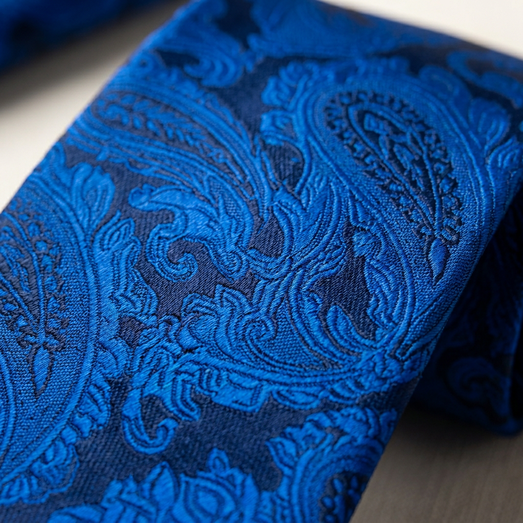 Ensemble Cravate Bleu Royal Paisley