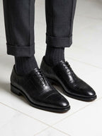 Richelieu Homme En Cuir -  Croco Havane