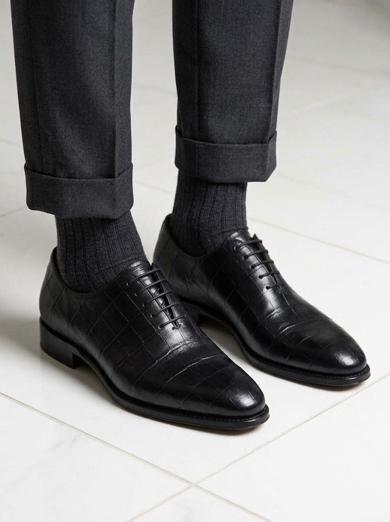Richelieu Homme En Cuir -  Croco Havane
