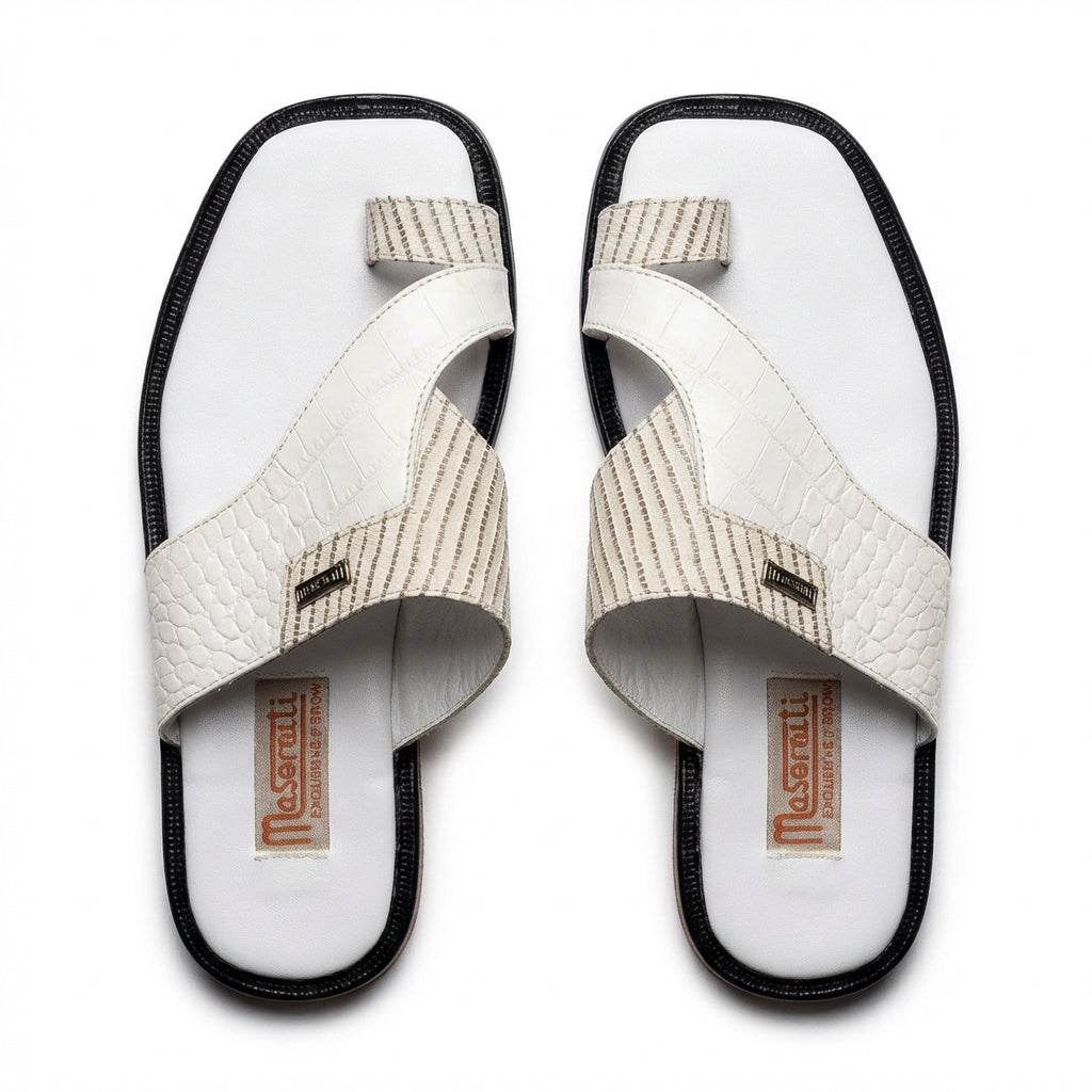 Sandale En cuir - Croco blanc