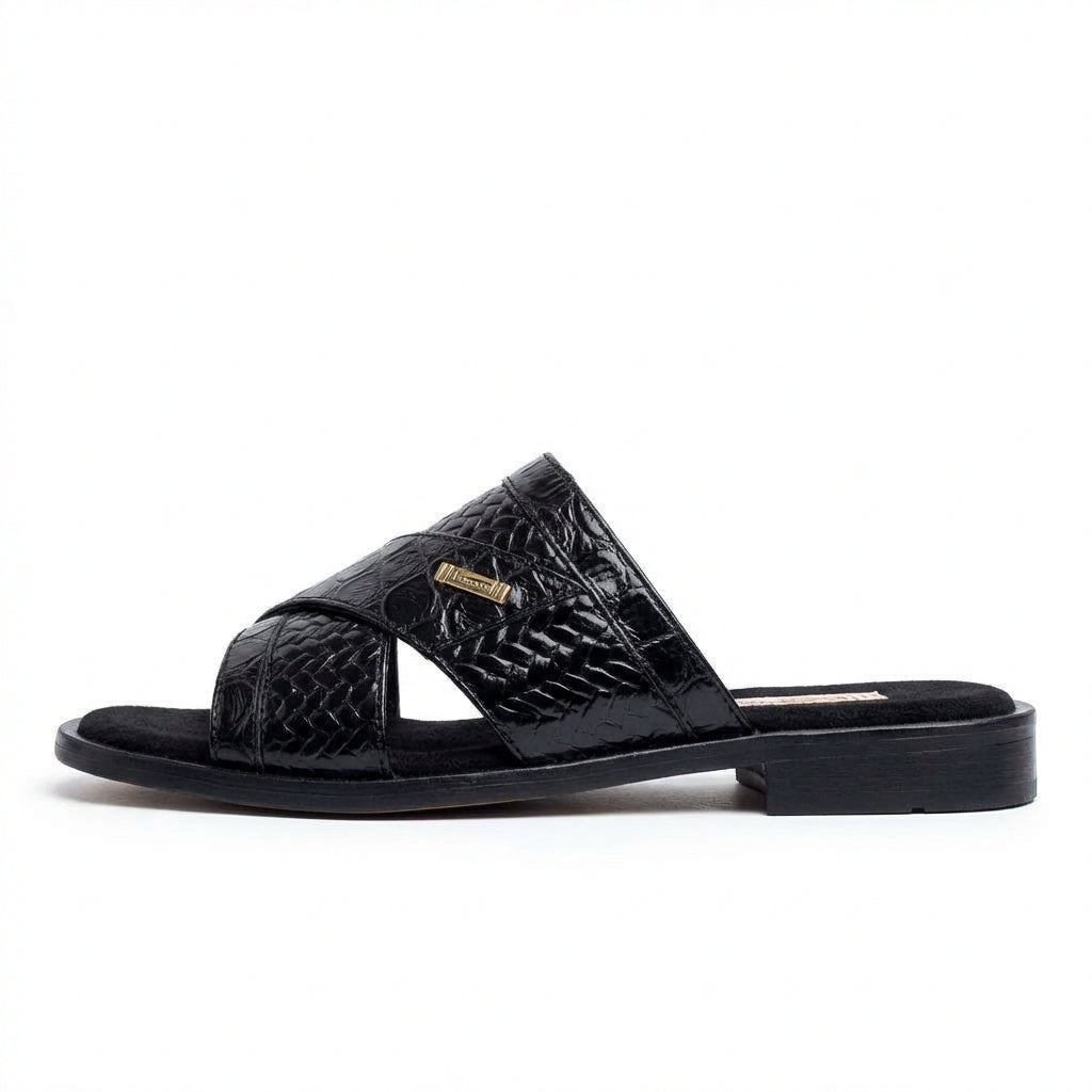 Sandale En cuir - Croco noir